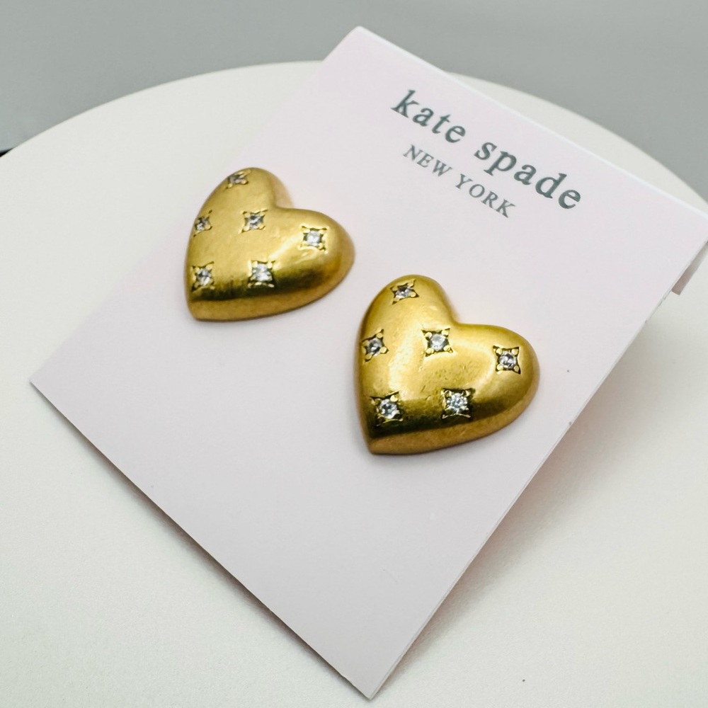 KATE SPADE My Precious Heart Stud Earrings NEW